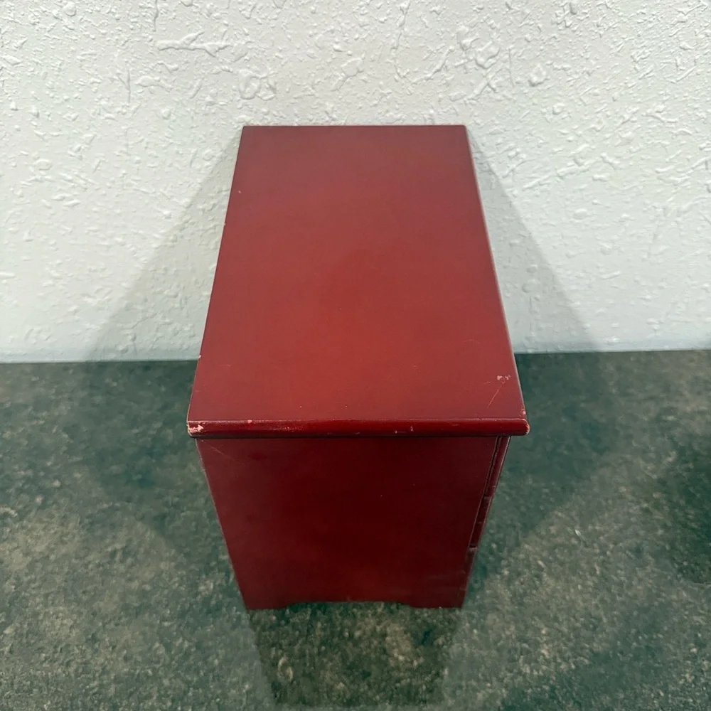 Vintage Red Jewelry Box with Butterfly Accent‎